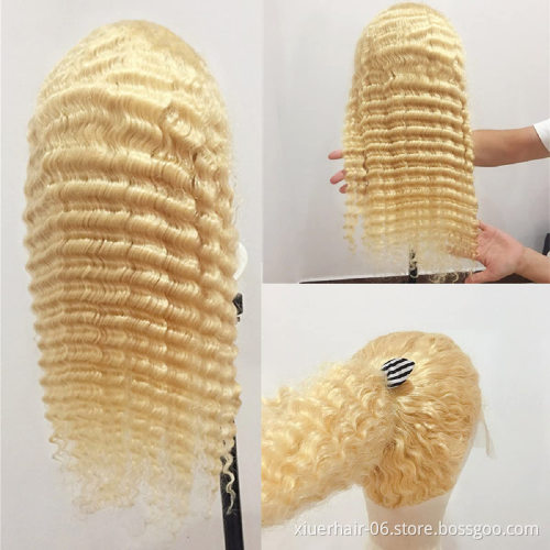 Hd Lace Cuticle Aligned Virgin Wigs Vendor 613 13X6 Deep Wave Blonde Frontal Wigs 613 Beach Wave Lace Frontal Wig
